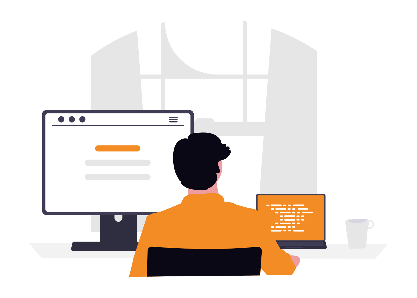 代表が作業に追われるイラスト