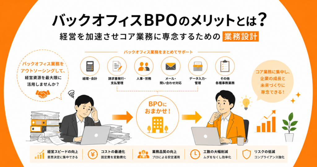 バックオフィスBPOのメリットとは？経営を加速させコア業務に専念するための業務設計